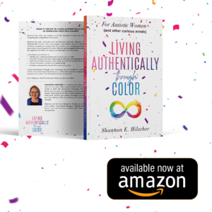 Front and back book covers for Living Authentically Through Color with "now available at Amazon."